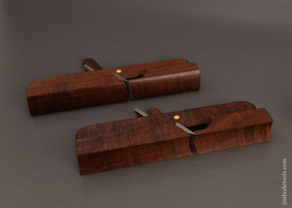 H.N.T.-GORDON-Pair-of-1-1/4-Inch-Hollow-&-Round-Moulding-Planes-Dead-Mint-in-Box-Ringed-Gidgee-118407