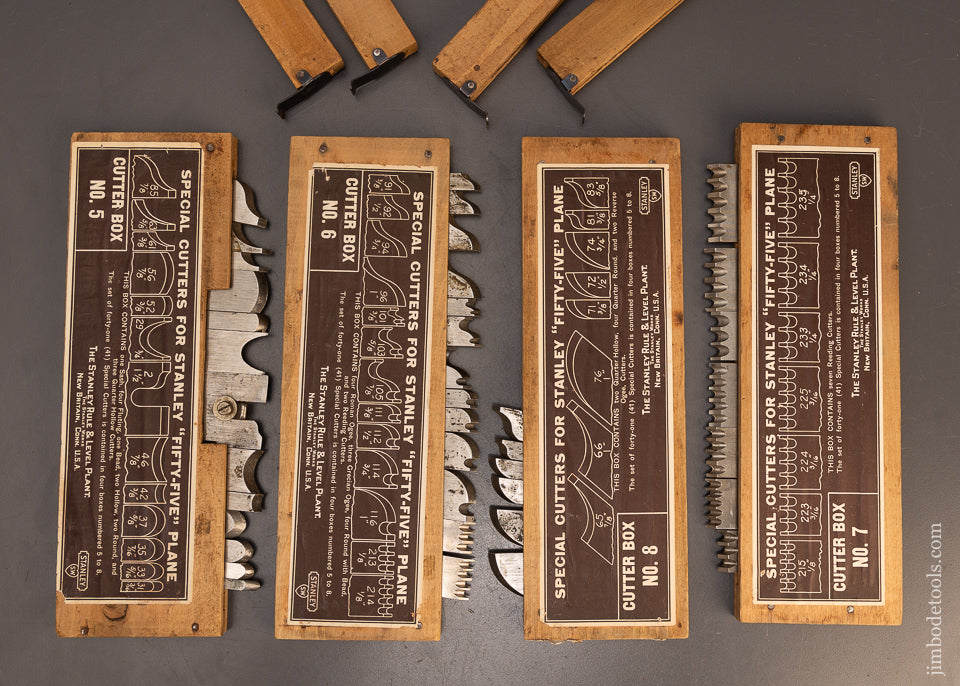 Extremely-Rare-Complete-Set-of-SPECIAL-CUTTERS-for-STANLEY-No.-55-Combination-Plane-118425