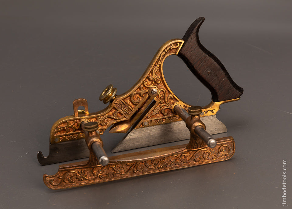 Rare-&-Fine-STANLEY-MILLER’S-PATENT-No.-44-Gunmetal-Ornate-Plow-Plane-118426