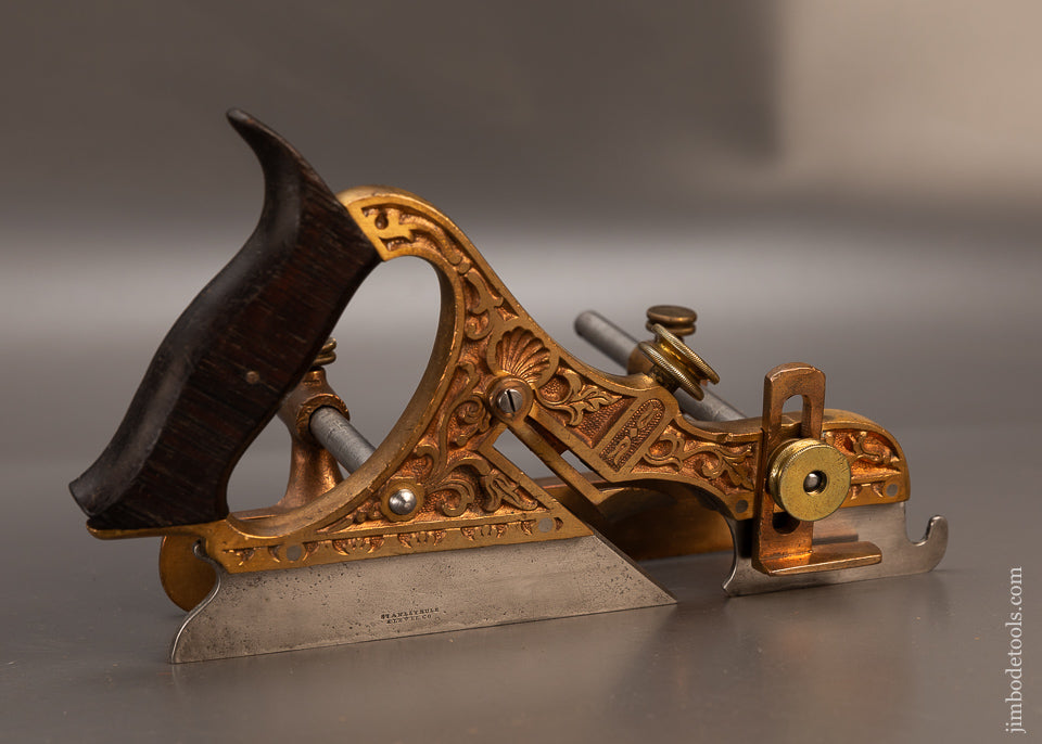 Rare-&-Fine-STANLEY-MILLER’S-PATENT-No.-44-Gunmetal-Ornate-Plow-Plane-118426