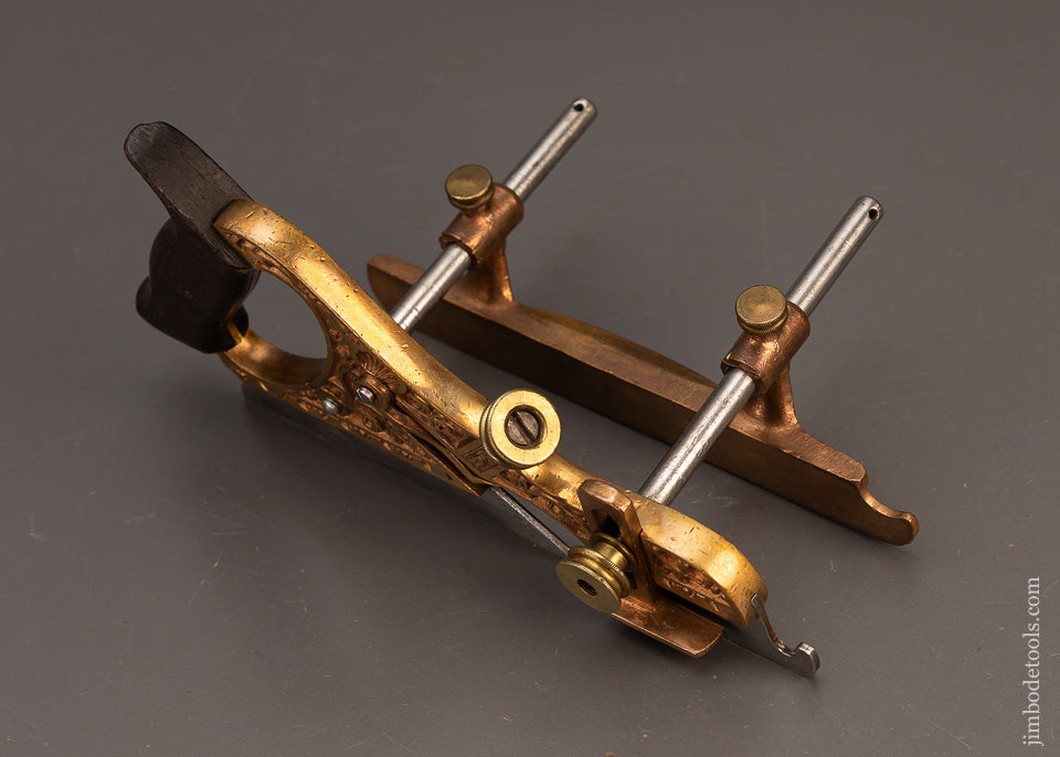 Rare-&-Fine-STANLEY-MILLER’S-PATENT-No.-44-Gunmetal-Ornate-Plow-Plane-118426