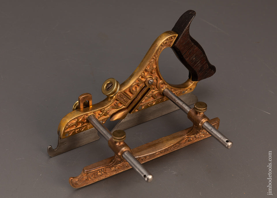Rare-&-Fine-STANLEY-MILLER’S-PATENT-No.-44-Gunmetal-Ornate-Plow-Plane-118426