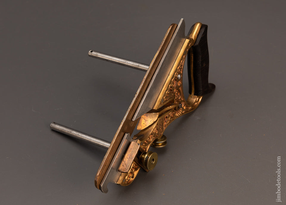 Rare-&-Fine-STANLEY-MILLER’S-PATENT-No.-44-Gunmetal-Ornate-Plow-Plane-118426