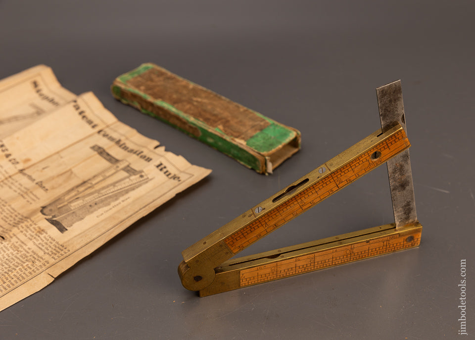 Fine STEPHENS & CO. No. 36 Patented Combination Boxwood Rule, Level, Bevel Protractor & Inclinometer in Original Box with Instructions118502