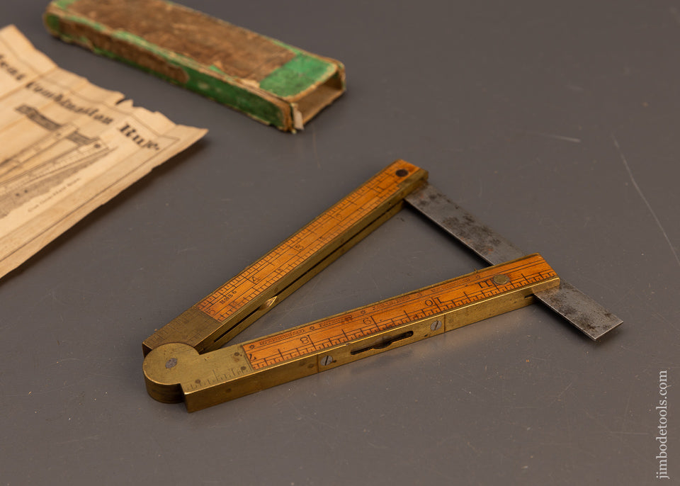 Fine STEPHENS & CO. No. 36 Patented Combination Boxwood Rule, Level, Bevel Protractor & Inclinometer in Original Box with Instructions118502