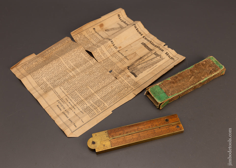 Fine STEPHENS & CO. No. 36 Patented Combination Boxwood Rule, Level, Bevel Protractor & Inclinometer in Original Box with Instructions118502
