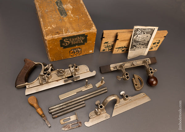 STANLEY-No.-45-Sweetheart-Combination-Plow-Plane-100%-Complete-Fine-in-Box-118513