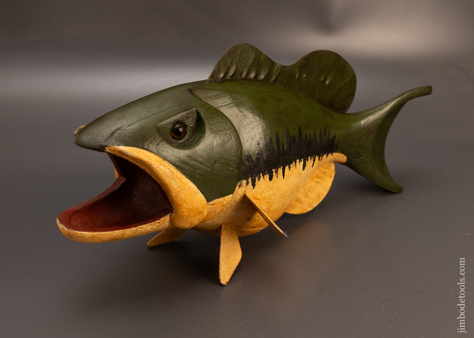 Massive 20 Inch Hand Carved Bass Fish Decoy by Robert Francis118569