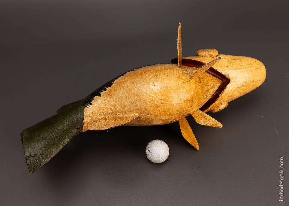 Massive 20 Inch Hand Carved Bass Fish Decoy by Robert Francis118569