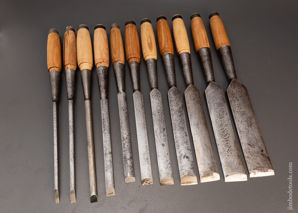 Unheard-of-Complete-Set-of-11-Heavy-Framing-Chisels-by-PS-&-W-CO.-EXCELSIOR-118707