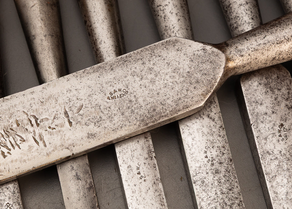 Unheard-of-Complete-Set-of-11-Heavy-Framing-Chisels-by-PS-&-W-CO.-EXCELSIOR-118707