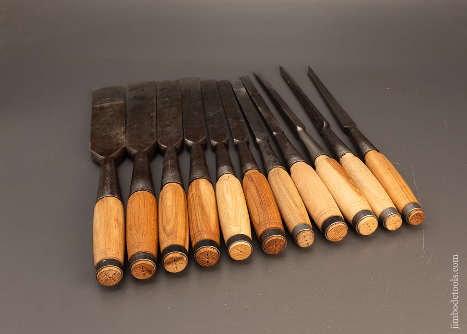 Unheard-of-Complete-Set-of-11-Heavy-Framing-Chisels-by-PS-&-W-CO.-EXCELSIOR-118707