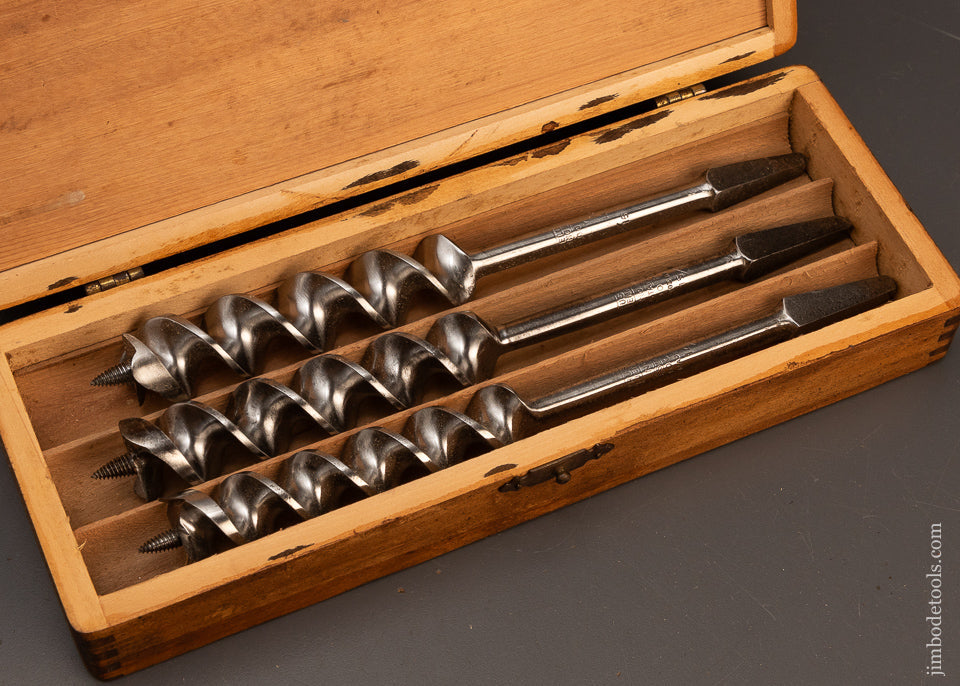 Mint-&-Unused-Set-of-STANLEY-RUSSELL-JENNINGS-Auger-Bits-in-3-Tier-Wooden-Box-118809