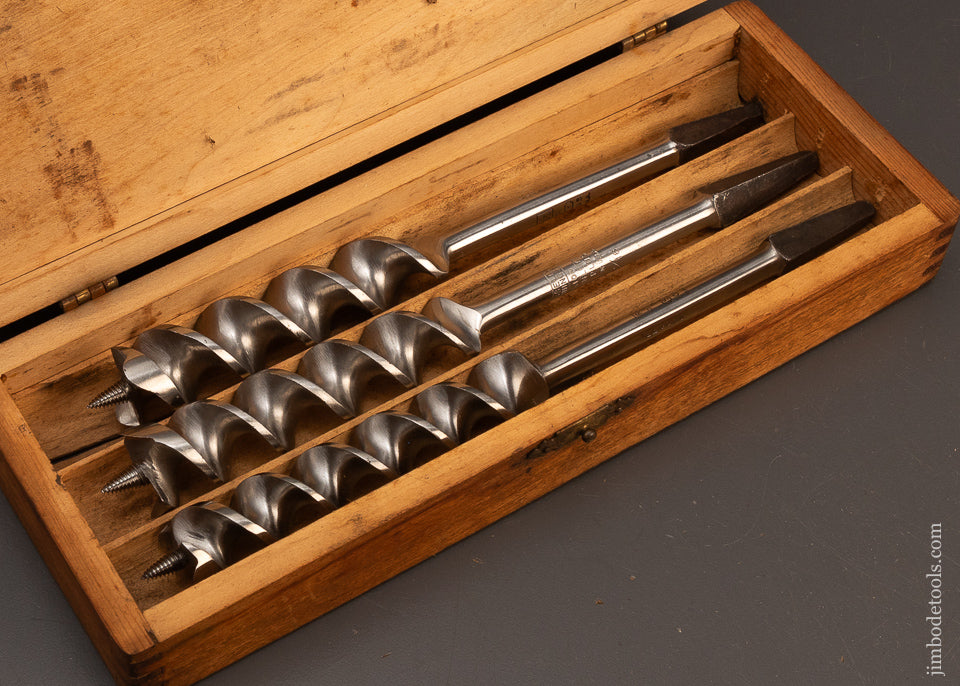 Mint-&-Unused-Set-of-STANLEY-RUSSELL-JENNINGS-Auger-Bits-in-3-Tier-Wooden-Box-118810
