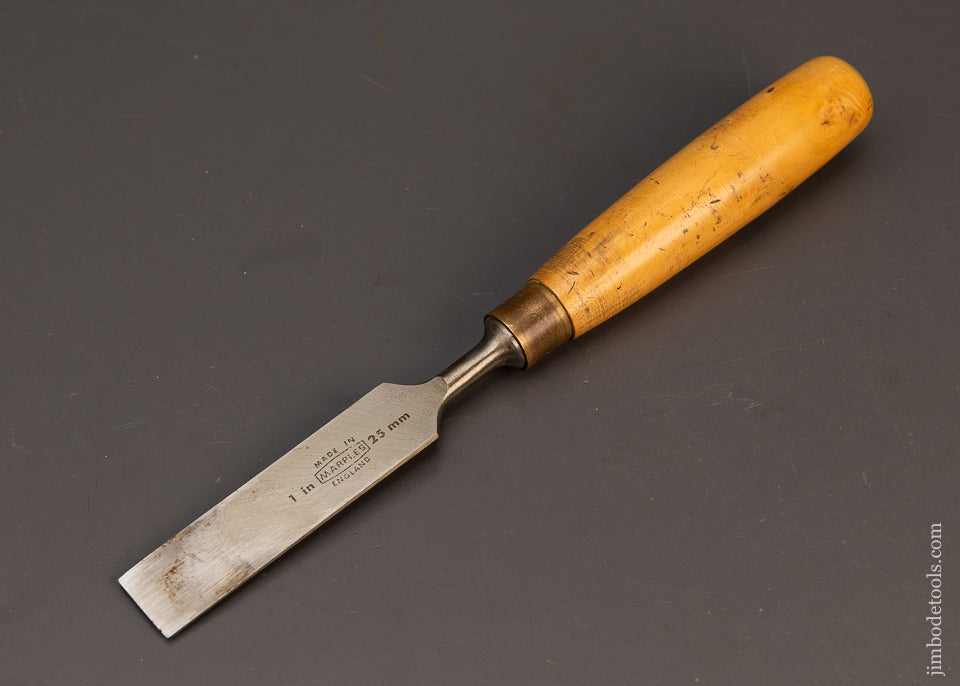 Near Mint MARPLES 1 Inch Boxwood Handled Bevel Edge Tang Chisel - 118833