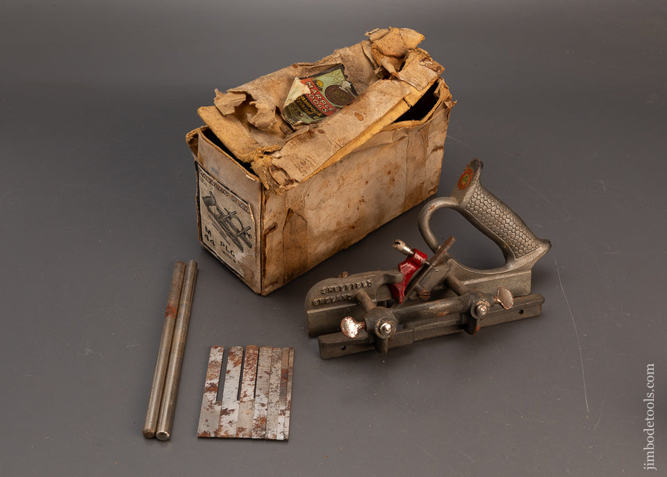 Fine-&-Complete-MARPLES-No.-M44-Plow-Plane-with-All-8-Cutters-in-Original-Box-118854