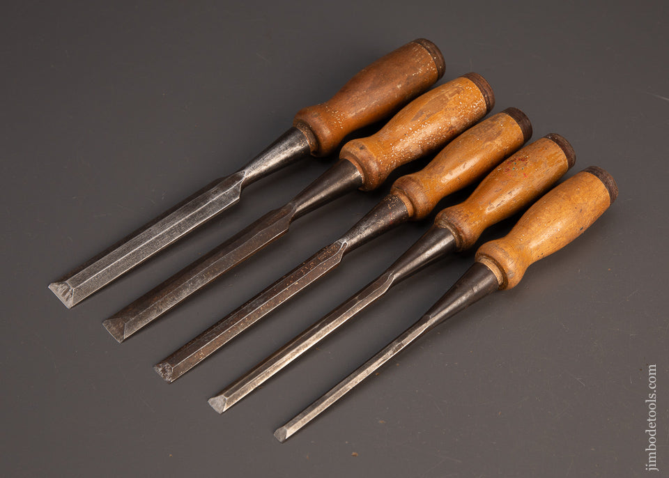 Good-Set-of-5-MARPLES-Bevel-Edge-Socket-Chisels-118856