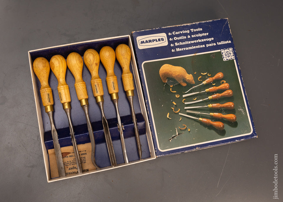 MARPLES-Set-of-6-Carving-Tools-Mint-in-Box-118890