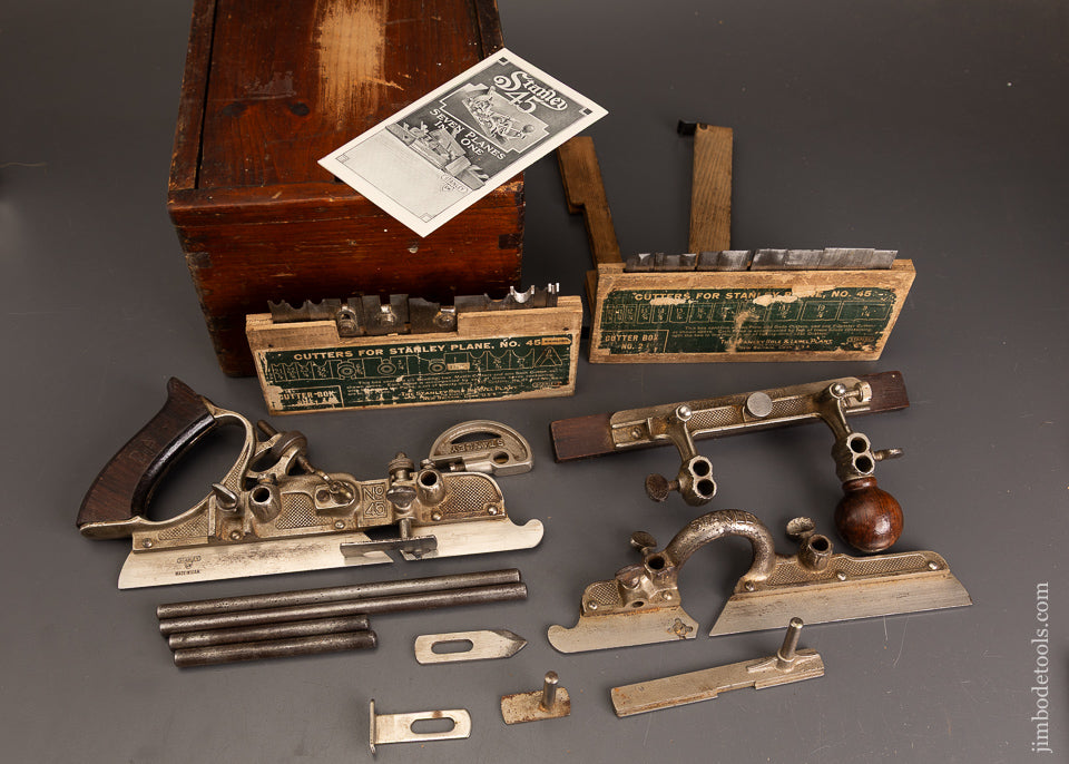 100%-Complete-Sweetheart-STANLEY-No.-45-Combination-Plane-in-Custom-Box-118893