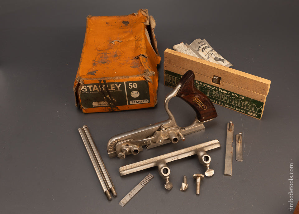 100%-Complete-STANLEY-No.-50-Plow-Plane-Near-Mint-in-Box-118908