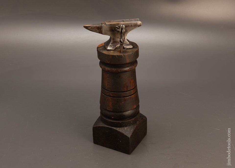 Great-Watch-Maker’s-Anvil-&-Pin-Vise-on-Ornate-Stump-118919