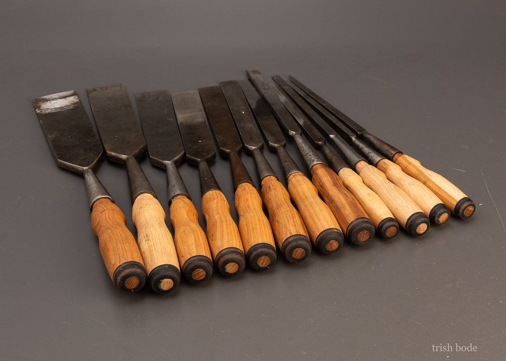 Fine-Complete-Set-of-12-T.H.-WITHERBY-Square-Edge-Socket-Firmer-Chisels-119010-AS-OF-JAN-1
