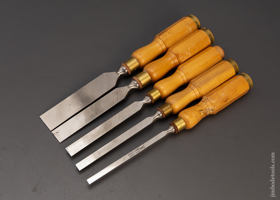 Beautiful-Set-of-5-SORBY-Boxwood-Handled-Bevel-Edge-Chisels-119106