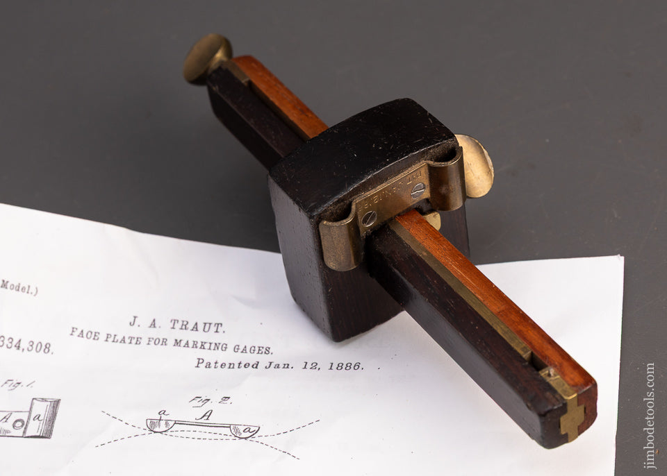 Stunning-Rosewood-Mortise-Gauge-with-TRAUT-PATENT-Face-Plate-119135