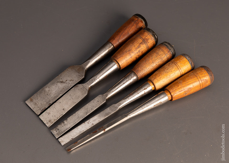 Fine-Set-of-5-Vintage-BUCK-BROS.-Chisels-119149