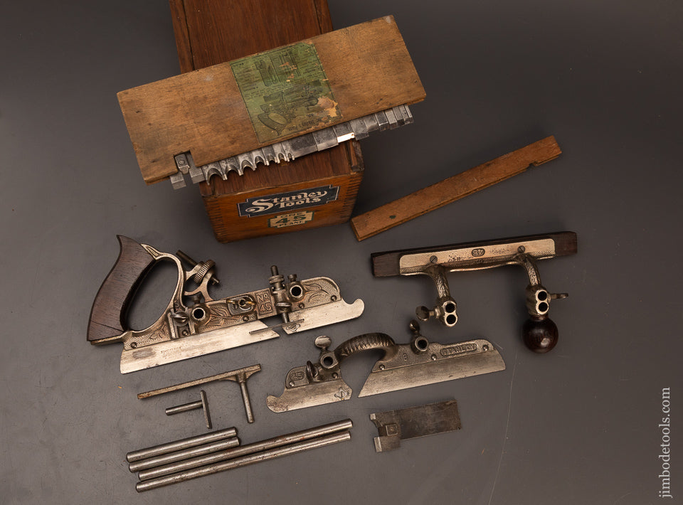 Excellent-User-STANLEY-No.-45-Combination-Plow-Plane-in-Original-Box-119151