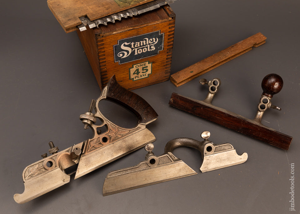 Excellent-User-STANLEY-No.-45-Combination-Plow-Plane-in-Original-Box-119151