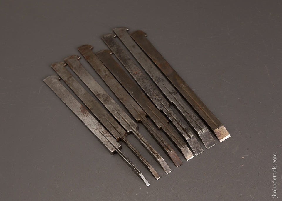Complete-Graduated-Set-of-8-Plow-Plane-Irons-by-GRIFFITHS-NORWICH-119163