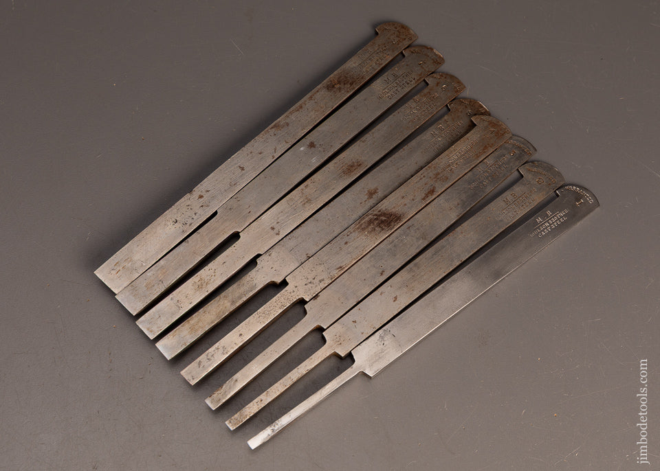 Premium-Extra-Fine-Set-of-8-MOULSON-BROTHERS-Plow-Plane-Irons-119164