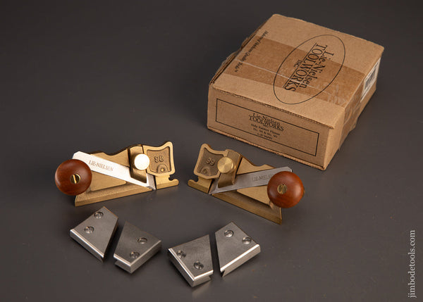 Discontinued-LIE-NIELSEN-No.-98-&-99-BRONZE-Side-Rabbet-Planes-with-Honing-Guide-Jaw-Set-Mint-in-Box-119171