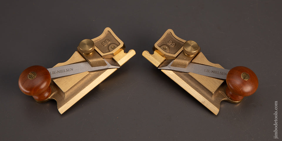 Discontinued-LIE-NIELSEN-No.-98-&-99-BRONZE-Side-Rabbet-Planes-with-Honing-Guide-Jaw-Set-Mint-in-Box-119171