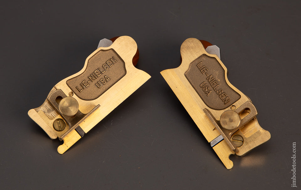 Discontinued-LIE-NIELSEN-No.-98-&-99-BRONZE-Side-Rabbet-Planes-with-Honing-Guide-Jaw-Set-Mint-in-Box-119171