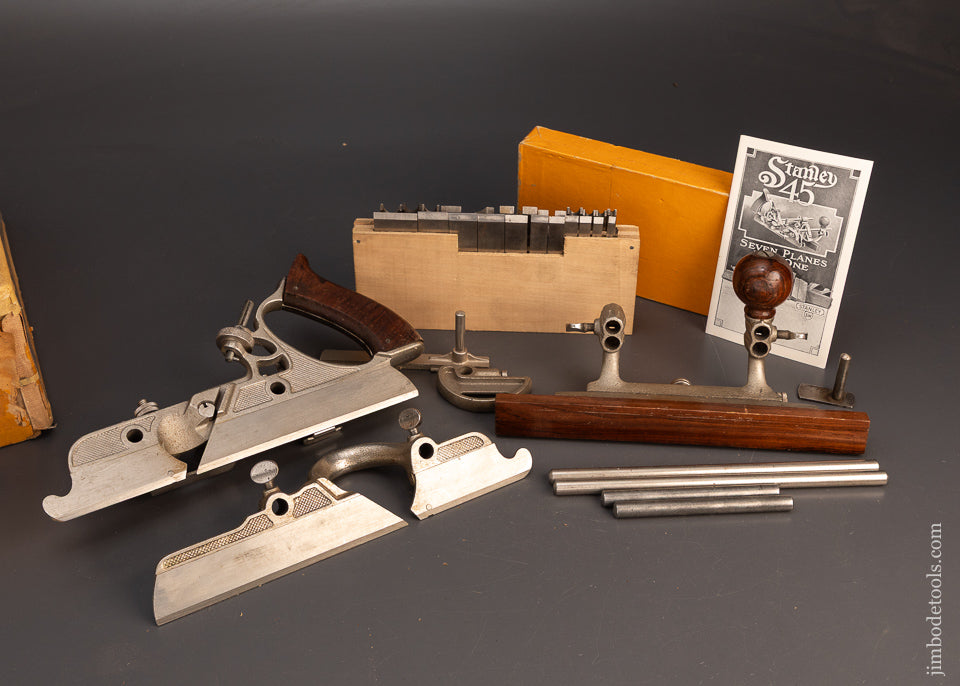 Near-Mint-&-100%-Complete-STANLEY-No.-45-Combination-Plow-Plane-in-Original-Box-119213