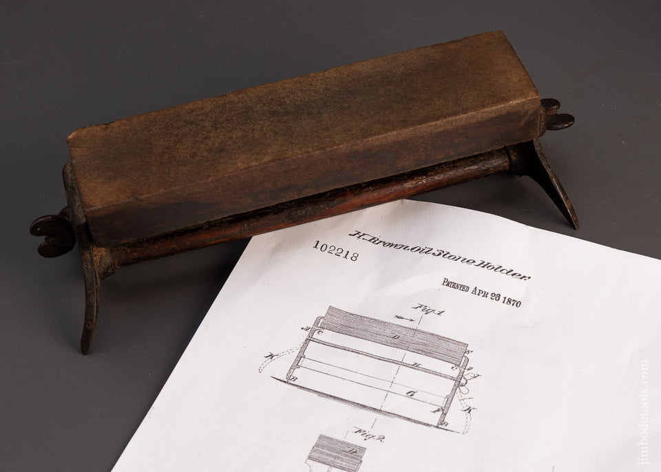 Rare-BROWN-PATENT-1870-Oil-Stone-Holder-119243