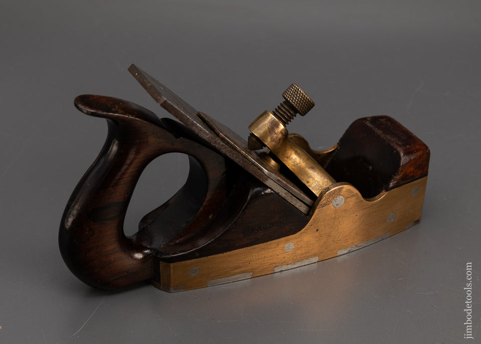 Rare-SPIERS-Gunmetal-Dovetailed-Rosewood-Infill-Smooth-Plane-with-D-Handle-119407-AS-OF-FEB-4