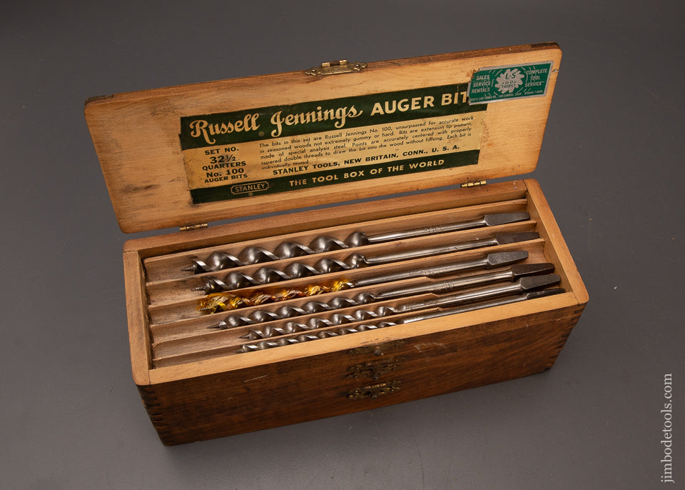 Fine-Set-of-13-RUSSELL-JENNINGS-Auger-Bits-in-3-Tiered-Box-119673
