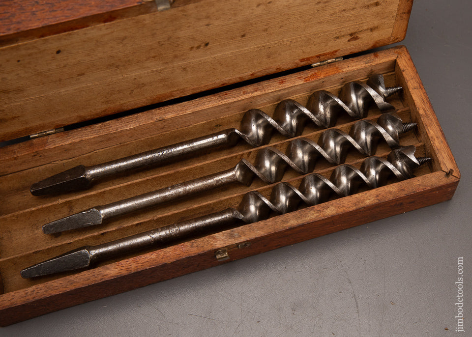 Fine-RUSSELL-JENNINGS-Auger-Bits-EARLY-14-Bit-Set-in-Original-Three-Tiered-Box-119674