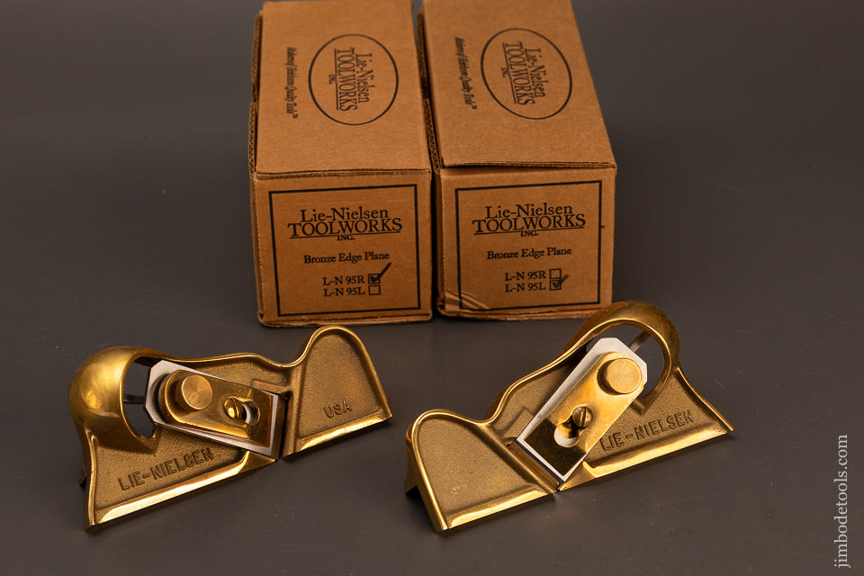 Long-Discontinued-LIE-NIELSEN-No.-95-Right-&-Left-Hand-Edge-Planes-in-Bronze-Mint-in-Box-119741-AS-OF-MAR-8