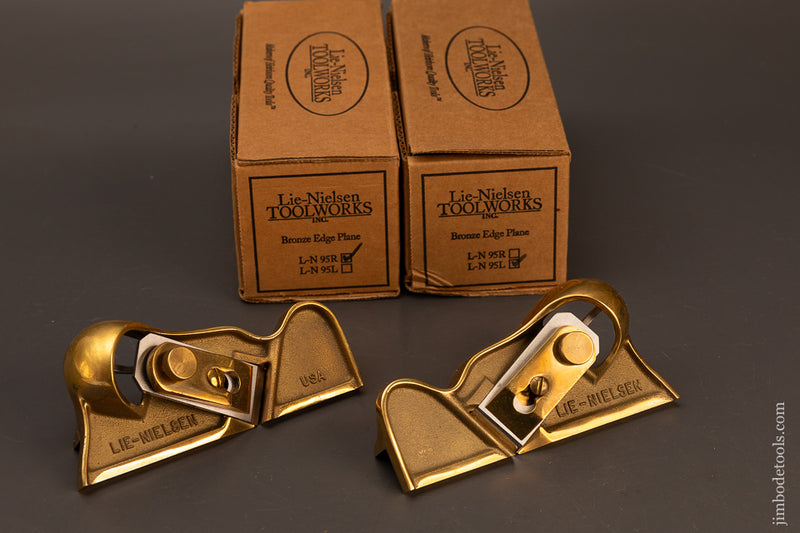 Long-Discontinued-LIE-NIELSEN-No.-95-Right-&-Left-Hand-Edge-Planes-in-Bronze-Mint-in-Box-119741-AS-OF-MAR-8