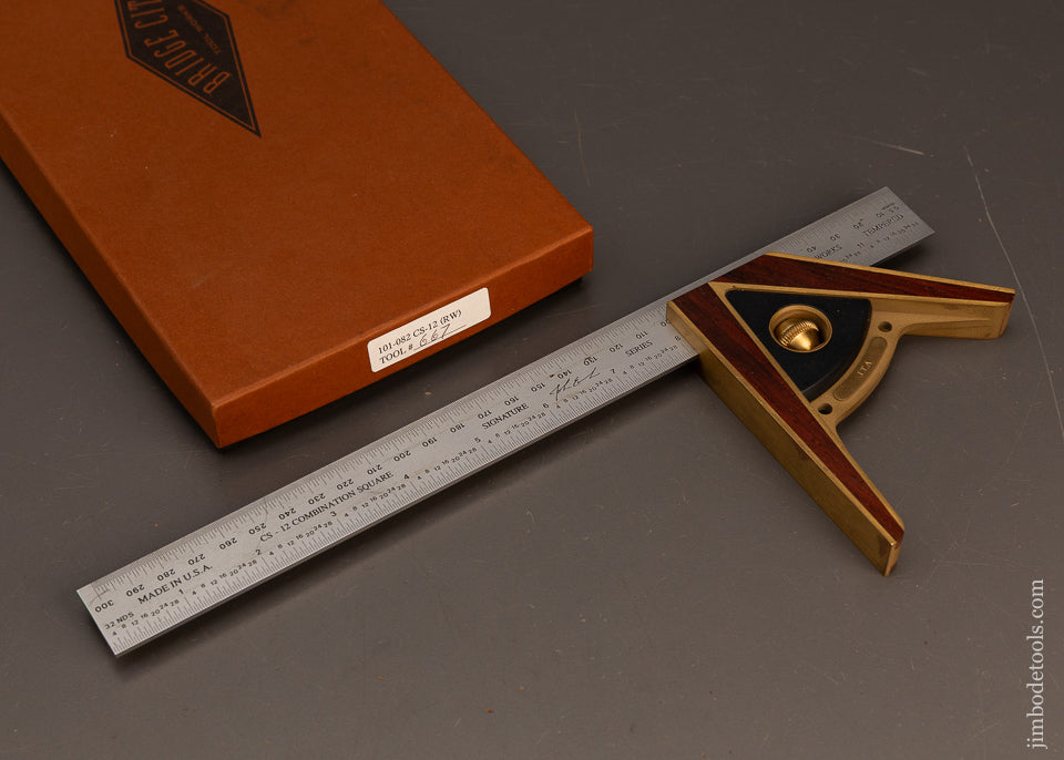 BRIDGE-CITY-TOOL-WORKS-CS-12-Rosewood-Combination-Square-Near-Mint-in-Box-119751