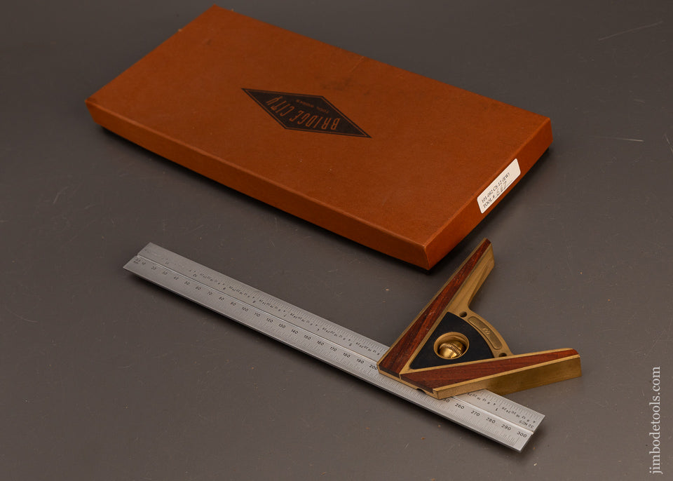 BRIDGE-CITY-TOOL-WORKS-CS-12-Rosewood-Combination-Square-Near-Mint-in-Box-119751