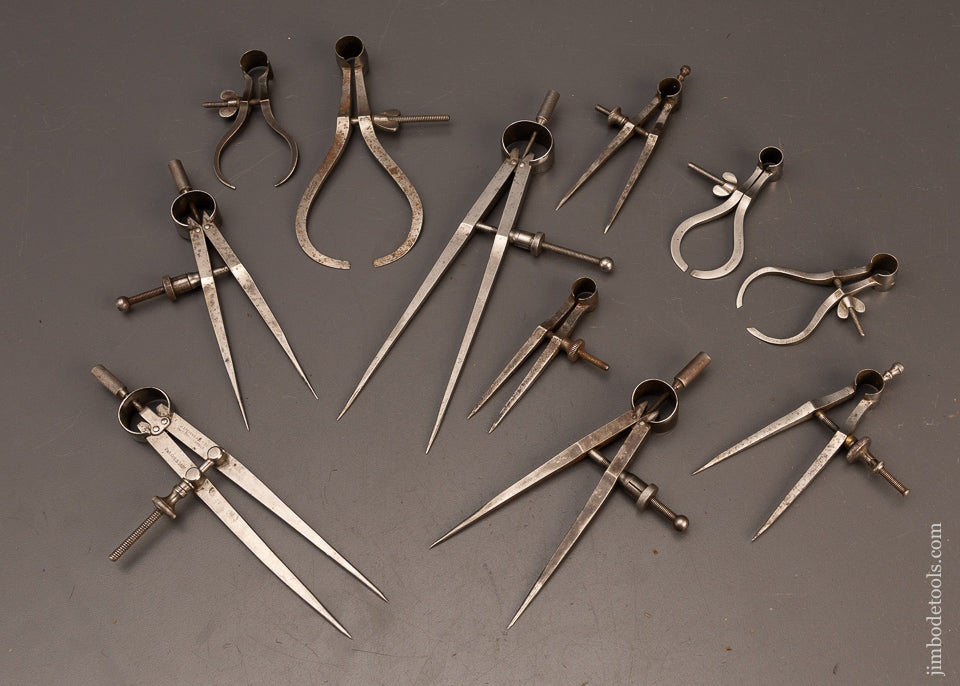 Fine-Set-of-11-Dividers-and-Calipers-by-J.-STEVENS-119755