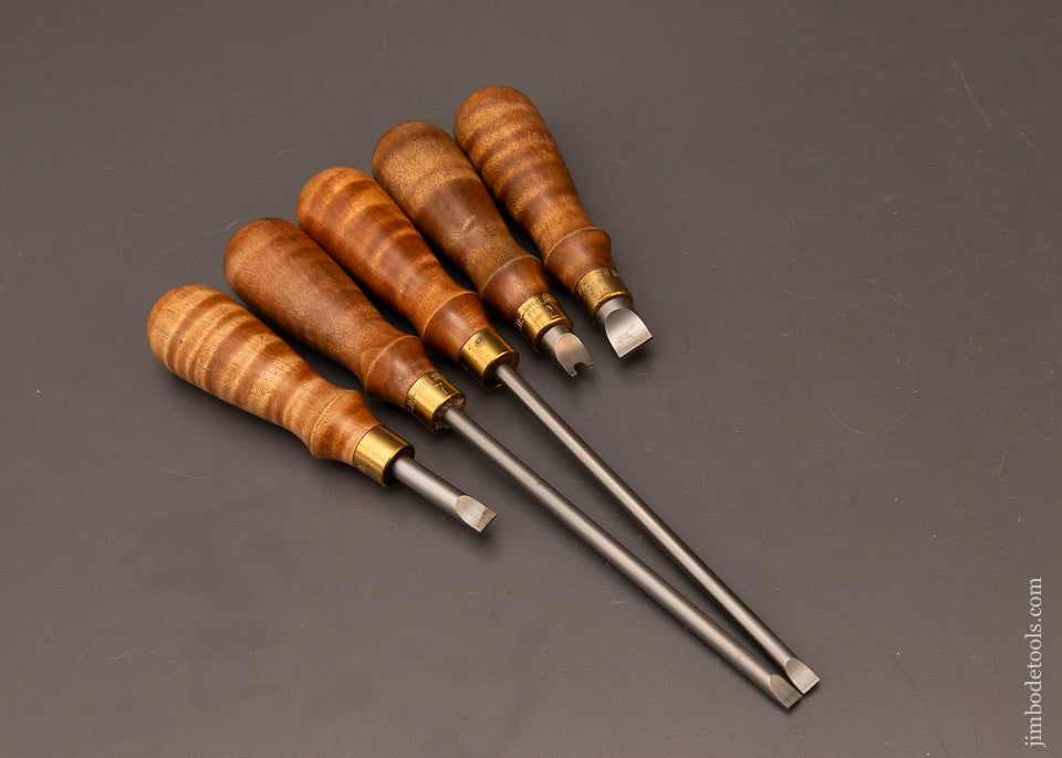 Set-of-5-Discontinued-Tiger-Maple-LIE-NIELSEN-Screwdriver-119806