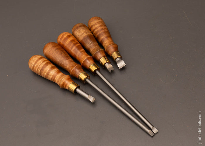 Set-of-5-Discontinued-Tiger-Maple-LIE-NIELSEN-Screwdriver-119806