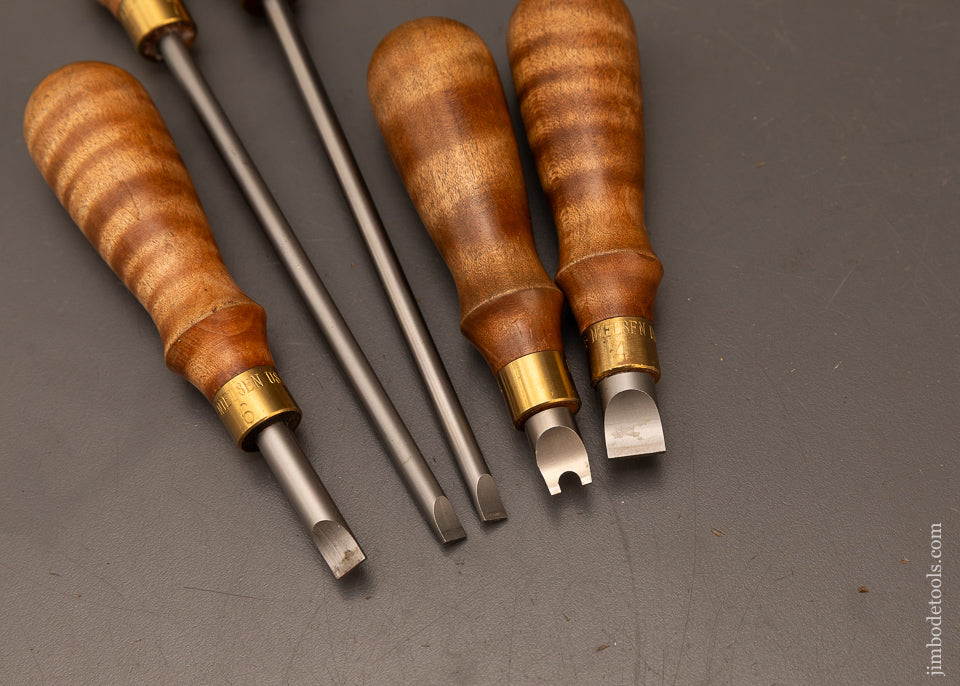 Set-of-5-Discontinued-Tiger-Maple-LIE-NIELSEN-Screwdriver-119806