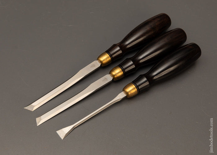Stunning-Discontinued-Dovetail-Chisel-Set-with-Ebony-Handles-by-BLUE-SPRUCE-TOOL-WORKS-Mint-119825